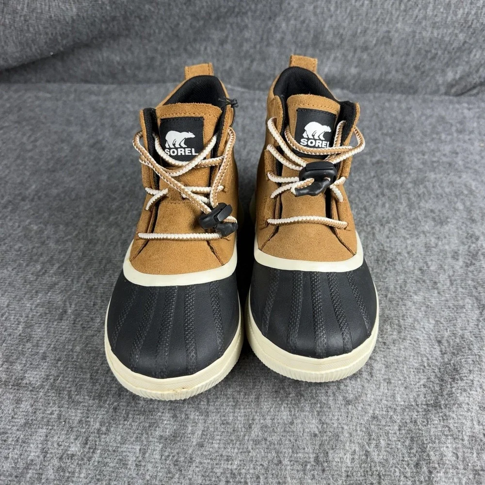 Sorel Boots kids youth Size 4 Brown Black Waterproof Suede Ankle Duck Rain Boot